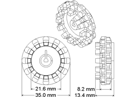 Pololu 42x19mm Sprocket dimensions